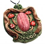 Ceramic Faerie Toadstool with Rhodochrosite Wall Art 22